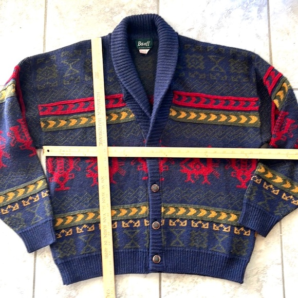 Vintage Banff Shawl Collar Cardigan Wool Blend Made in Canada 🇨🇦 Ample Large - Picture 3 of 12